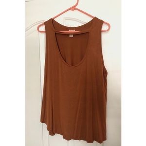 Deep Scoop Neck Tank Top w/Choker Detail